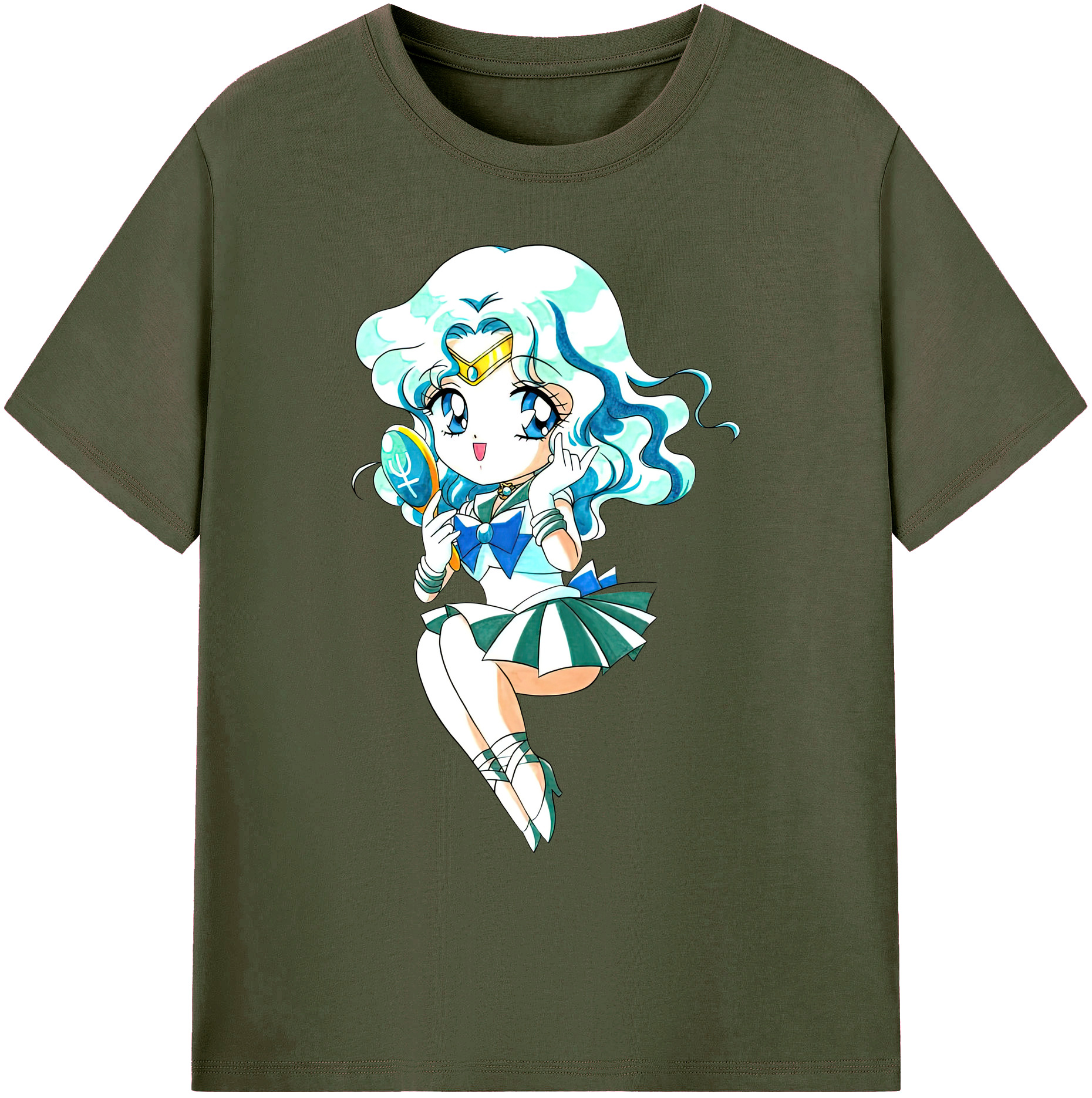 （画像用） 美少女戦士セーラームーン 海王 みちる（かいおう みちる） Sailor Moon Kaiou Michiru 綿100％ メンズ半袖Tシャツ｜肌触りやわらか＆通気性